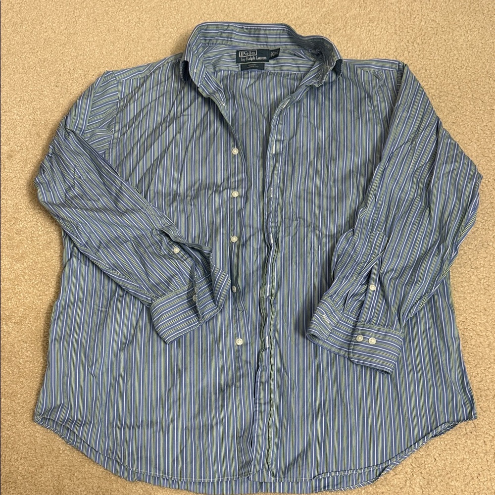 Polo Ralph Lauren Blue and White Striped Casual Shirt